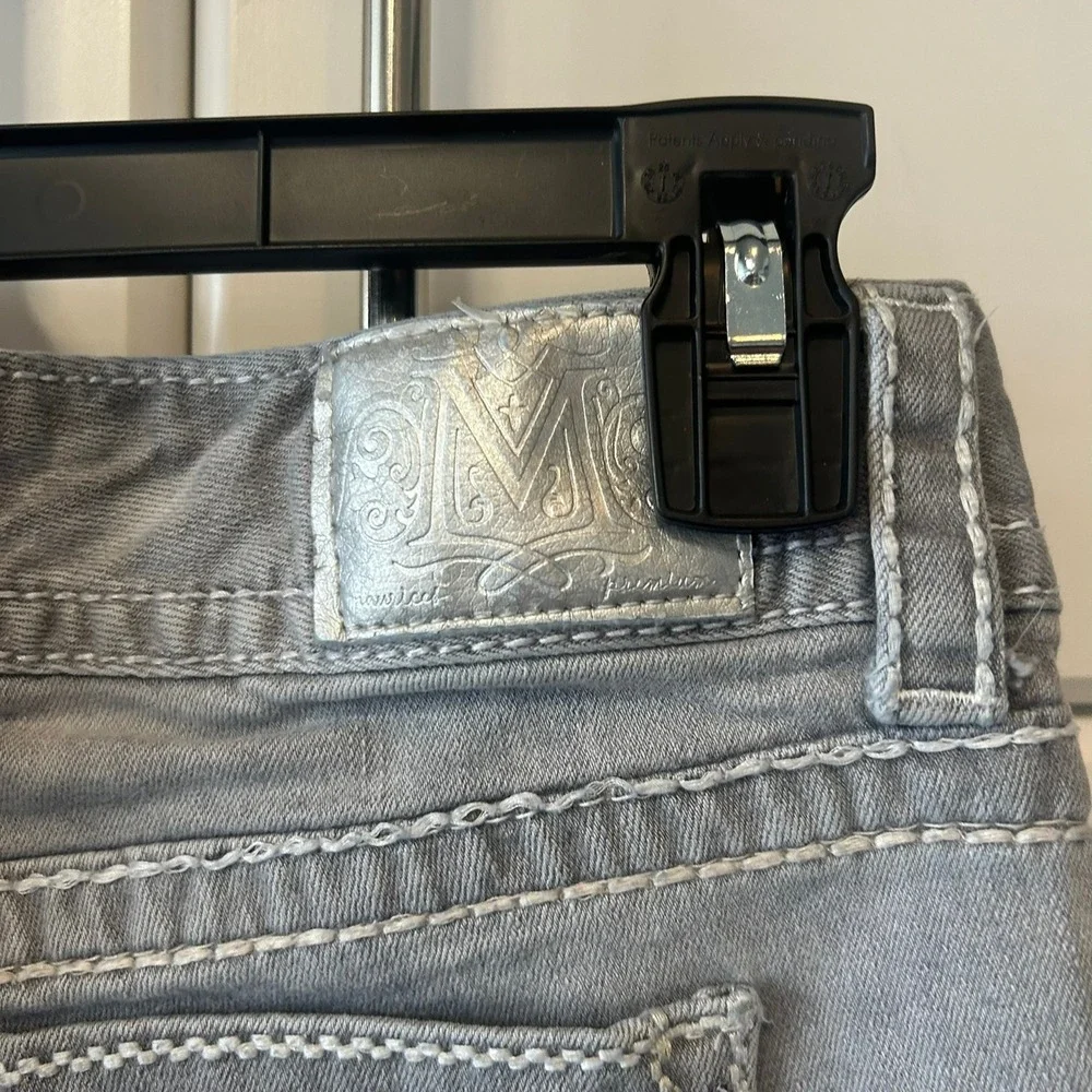 Miss Me Womens Gray Sequin Wing Skinny Jeans Size 5/6 Regular Contrast Stitch